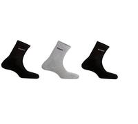 Mund Socks 3 pares de calcetines deportivos con doble rizo en el pie con efecto acolchado y costuras suaves (Negro - gris, M (38-41))