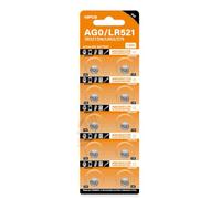 MUNDDY - 10 X Pilas de botón alcalinas AG0 LR69 SR521 379 bateria Blister 10 Unidades 1,5V
