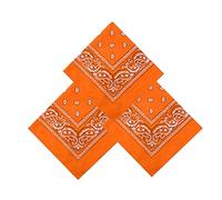 MUNDDY® - Bandana 100% algodón, Pañuelo Multiuso 55x55cm para el cuello, cabeza, muñeca Pulsera motociclista Deportiva (Naraja X 3)