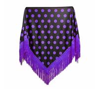 MUNDDY - Manton con Lunares Para Adulto. Mantones Flamenco Sevillana.Mantón para fiesta de Color Rojo Negro Rosa Blanco Azul. Envio desde madrid con seguimiento. (Negro-Morado(lunar grande))