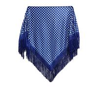 MUNDDY® - Manton con Lunares Para Adulto. Mantones Flamenco Sevillana.Mantón para fiesta de Color Rojo Negro Rosa Blanco Azul. Envio desde madrid con seguimiento. (Azul marino-blanco(lunar pequeña))