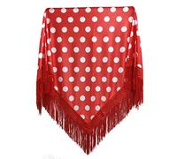 MUNDDY® - Manton con Lunares Para Adulto. Mantones Flamenco Sevillana.Mantón para fiesta de Color Rojo Negro Rosa Blanco Azul. Envio desde madrid con seguimiento. (Rojo-blanco(lunar grande))