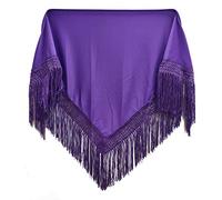 MUNDDY® - Manton Flamenco sevillana Liso Para niña. Mantones Flamenco Sevillana.Color Rojo Negro Rosa Blanco Amarillo Azul. Envio desde madrid con seguimiento. … (Morado Oscuro)