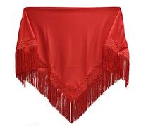 MUNDDY® - Manton Flamenco sevillana Poliéster Liso Para niña. Mantones Flamenco Sevillana.Color Rojo Negro Rosa Blanco Amarillo Azul. Envio desde madrid con seguimiento. … (Rojo)