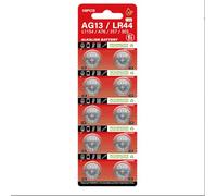 MUNDDY - Pack de 10 Pilas de botón alcalinas AG13 LR44 357 SR44 A76 LR1154 bateria Blister 10 Unidades 1.5v