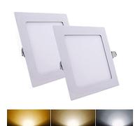 MUNDDY® - Pack de 2 Downlight LED Panel Empotrable Cuadrado, iluminacion 6W 9W 12W 15W 20W 25W, marco blanco 3000k 4000k 6000k. Driver incluido. (15W, 4000k Blanco Neutro)