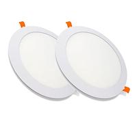 MUNDDY PACK DE 2 Downlight LED Panel Empotrable Redondo, iluminacion 9W, 6000k Blanco Frío, marco blanco, driver incluido .Envio Urgente desde Madrid