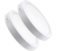 MUNDDY - PACK DE 2 Downlight LED Panel Superficie Redondo, iluminacion 20W, 6000k Blanco Frío, marco blanco. Driver incluido
