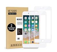 MUNDDY - Pack DE 2 Protectores de Pantalla Completa Full Glue Dureza 9H sin Burbujas .Full Glue Cristal Vidrio Templado de Cobertura Completa con Bordes Redondeados (para iPhone 7 / iPhone 8, Blanco)
