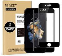 MUNDDY - Pack DE 2 Protectores de Pantalla Completa Full Glue Dureza 9H sin Burbujas .Full Glue Cristal Vidrio Templado de Cobertura Completa con Bordes Redondeados (para iPhone 7 / iPhone 8, Negro)
