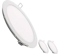 MUNDDY® Pack DE 3 Downlight LED Panel Empotrable Redondo, iluminacion 20W, 4000k Blanco Neutro, Marco Blanco, Driver Incluido. Envio Urgente desde Madrid