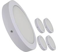 MUNDDY® - PACK DE 5 Downlight LED Panel Superficie Redondo, iluminacion 6W 12W 20W 25W, marco blanco. Driver Incluido (20W, 4000k Blanco Neutro)