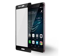 MUNDDY Protector de Pantalla Completa para Huawei P9 de Dureza de 9H sin Burbujas (Negro) .Full Cover Huawei P9 Cristal Vidrio Templado Premium de Cobertura Completa con Bordes Redondeados.