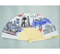 MUNDI&V-Abanicos de Madera - Souvenir de Madrid - Diseños Tradicionales Españoles - Hecho en España - Regalo Ideal para Mujer (SZ202)