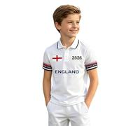 Mundial 2026 Camiseta de Manga Corta para niños de Inglaterra, Ideal para el Verano. Ropa Deportiva Informal. (White, 7-8 Years)