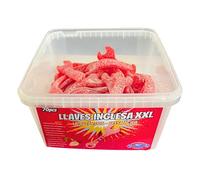 MUNDIDOLÇ Caja de 70 Llaves Ácidas Sabor Fresa XXL, Gominolas Ácidas en Forma de Llave, Chuches para Cumpleaños, Fiestas y Regalos, Chucherías Ácidas Gigantes