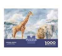 Mundo Animal 1000 Piezas Puzzle - Cartón Reciclado & Puzzle Relajación Savanna Jirafa y León - para Adultos 70x50cm/1000pcs