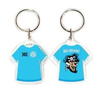 Mundo Avios Belgrano de Córdoba. Futbol. Diseño de doble cara, con la camiseta del Club Atlético Belgrano de Córdoba, Argentina. C.A.B. Llavero de acrílico con anilla metálica. LLA0055. (Celeste)