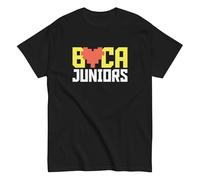 Mundo Avios Club Atlético Boca Juniors. CABJ. Buenos Aires, Argentina. Camiseta de algodón 100%. Corte Unisex, Tallas de Adulto. CAM1218. (FR/ES, Letras, M, Regular, Regular, Negra)