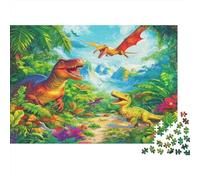 Mundo de Dinosaurios Puzzle de 1000 Piezas Papel para Adultos Escena Selva Jurásica Relajación Concentración Familia Decoración Regalo 52x38cm/1000pcs