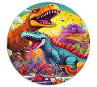 Mundo de Dinosaurios Puzzle de 1000 Piezas para Adultos Redondo Papel Animales Prehistóricos Coloridos