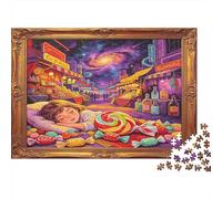 Mundo de Dulces Soñado Puzzle para Adultos Puzzle de 1000 Piezas Papel Escena Nocturna Fantasía Juego de Puzzle 1000 Piezas Relajación Decoración Regalo 52x38cm/1000pcs