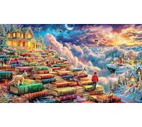 Mundo del Libro Puzzle de 1000 Piezas para Adultos - Juego Familiar Divertido DesaFío edugatoivo diFícil 38x26/1000pcs