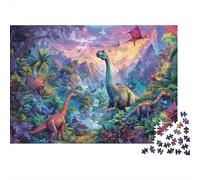 Mundo Dinosaurio Rompecabezas 1000 Piezas con Colores Vibrantes Braquiosaurio Puzzle Terapia De Arte para Pasatiempos En Casa como Cita En Casa 38x26cm/1000pcs