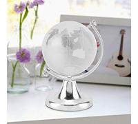 Mundo Globo Decoración Cristal Globo Bola Esfera Exhibición Globo Portapapeles, Mini Redondo Tierra Cristal Bola De Vidrio Oficina Hogar Decoración Artesanía Arte Regalo(Plata)