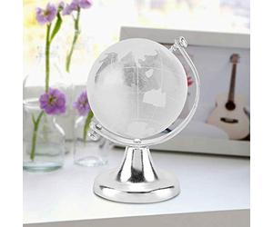 Mundo Globo Decoración Cristal Globo Bola Esfera Exhibición Globo Portapapeles, Mini Redondo Tierra Cristal Bola De Vidrio Oficina Hogar Decoración Artesanía Arte Regalo(Plata)