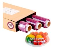 Mundo Home Papel Film Transparente Alimentario 300 metros - Papel Transparente Elástico para Cocina, Catering y Embalaje - Rollo Film Industrial (3, 30x300)