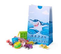 Mundo Mágico Regalos Bolsita sorpresa de cumpleaños con chuches y juguetes para niños - Bolsa temática surtida (1 unidad) - Ideal para piñatas, fiestas infantiles y detalles (Tiburón)