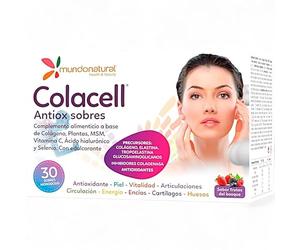Mundo Natural Colacell 30 Sobres - Con Colágeno Hidrolizado, Ácido Hialurónico, Vitamina C y Selenio - Sin Gluten - Ayuda al Mantenimiento de las Articulaciones y Cartílagos