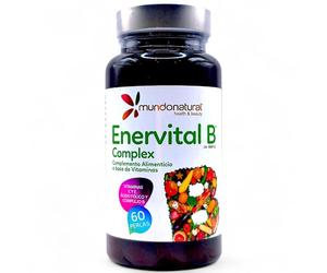 Mundo Natural Enervital B Complex 60 Cápsulas - Complejo Vitamínico B Completo (B1, B2, B3, B5, B6, B9, B12, Biotina) - Energía, Concentración y Sistema Nervioso - Combate el Cansancio y el Estrés