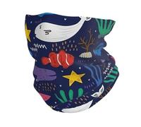 Mundo Submarino Animado Cuello Pañuelo Multifuncional Calentador De Cuello Elástico Pañuelo De Cabeza para Senderismo Correr Yoga 30X26Cm