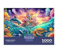 Mundo Submarino con Delfines y Castillo Puzzle De 1000 Piezas Loro Colorido Perfecto Regalo De Cumpleaños para Niños Y Adultos 70x50cm/1000pcs