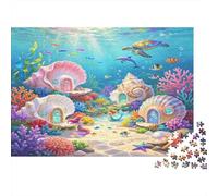 Mundo Submarino Fantástico Puzzle de 1000 Piezas Papel para Adultos Aldea de Conchas Coral Puzzle para Toda la Familia Relajación Hogar 38x26cm/1000pcs