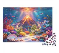 Mundo Submarino Sirena Puzzle de 1000 Piezas para Adultos Escena Coral Colorido Set de Puzzle 1000 Piezas Relajación Decoración Hogar Regalo 38x26cm/1000pcs