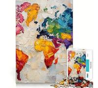 Mundo Vívido - Mapa Texturizado de Colores para Adultos Rompecabezas de 1000 Piezas Entrenamiento Mental Diversión Piezas sin Rebabas Corte Limpio Actividad Conmovedora para Compartir (50x75cm)
