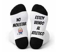 mundohuevo Calcetines Divertidos Hombre Fútbol “No molestar, estoy viendo al Atlético” - Regalo Original para Fans del Atlético de Madrid, Cumpleaños o Navidad