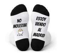 mundohuevo Calcetines Divertidos Hombre Fútbol “No molestar, estoy viendo al Madrid” - Regalo Original para Fans del Real Madrid, Cumpleaños o Navidad