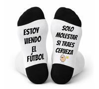 mundohuevo Calcetines Divertidos para Hombre con Frase “Estoy viendo el fútbol, solo molestar si traes cerveza” - Regalo Original Futbolero Cumpleaños, Navidad o Día del Padre
