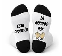 mundohuevo Calcetines Divertidos para Hombre Opositor con Frase “Esta oposición la apruebo por…” - Regalo Original y Gracioso para Opositores