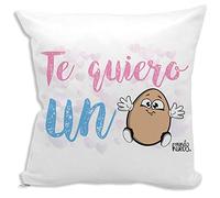 mundohuevo Cojin Decorativo, Original y Personalizado para Regalo, con Expresiones y Frases graciosas. Incluye Relleno. Te Quiero un Huevo. 42,5 X 42,5 cm. Cojines con Agradable Tacto de Algodon.