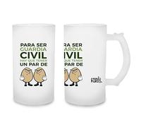 mundohuevo Jarra de cerveza Para ser guardia civil hay que tener un par de huevos. Cristal esmerilado de primera calidad AAA. 80 x 150 mm. 500 ml