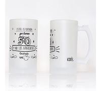 mundohuevo Jarra de cerveza regalo 50 cumpleaños mujer. Estás estupenda ya tienes 50 y no los aparentas. 500 ml.