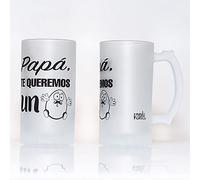 mundohuevo Jarra de cerveza regalo a padres. Papá te queremos un huevo. 500 ml Cristal esmerilado de primera calidad AAA. 80 x 150 mm