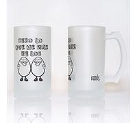 mundohuevo Jarra de cerveza regalo divertido. Bebo lo que me sale de los huevos. 500 ml.