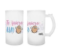 mundohuevo Jarra de cerveza Te quiero un huevo. Cristal esmerilado de primera calidad AAA. 80 x 150 mm. 500 ml