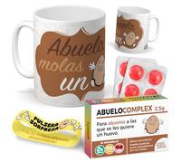 mundohuevo Kit regalo personalizado para abuelos | Taza Abuelo molas un huevo + Caramelos divertidos + Pulsera sorpresa | Regalo divertido, original y único para cumpleaños, santos, navidad.